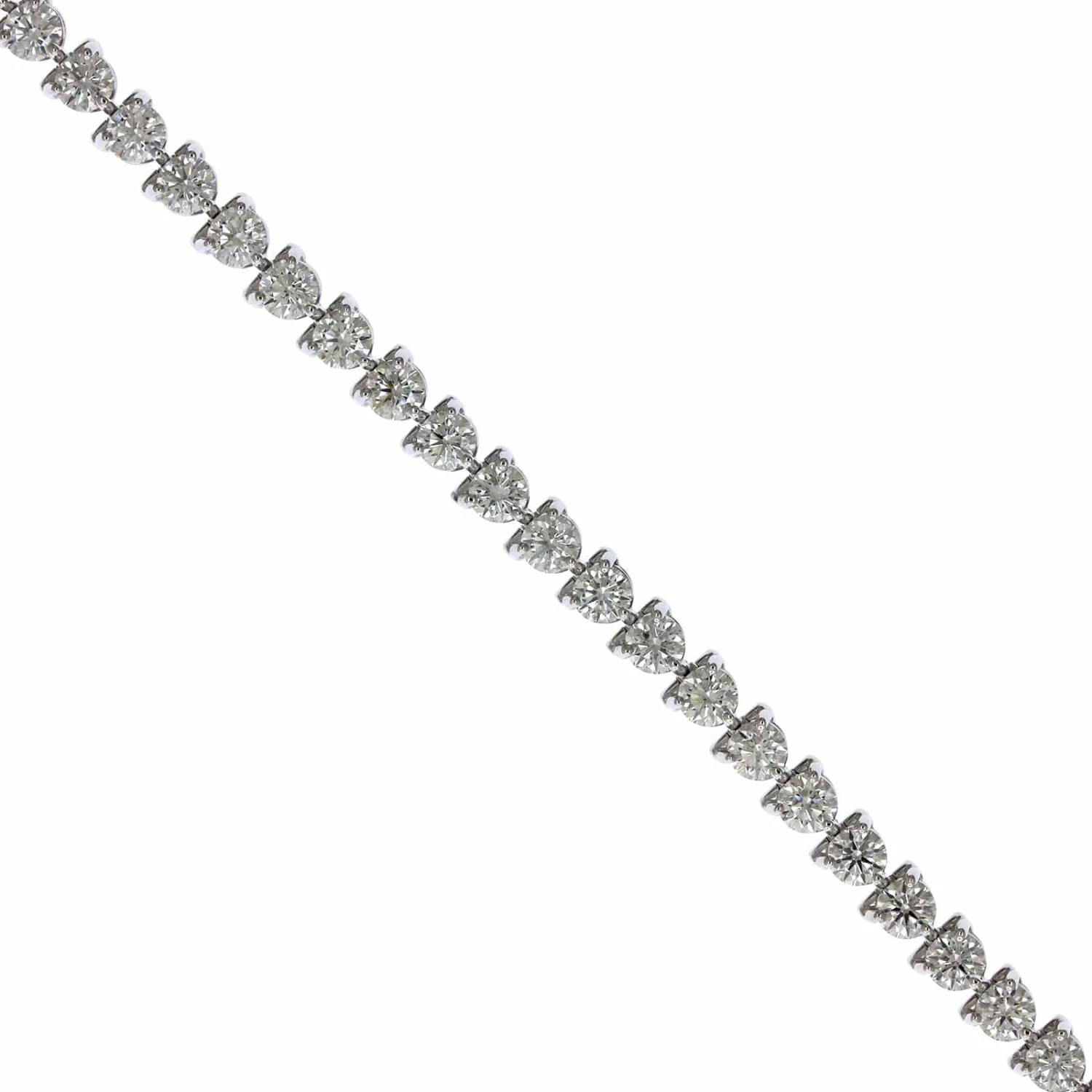 18K White Gold 3 Prong Diamond Tennis Bracelet - Image 2