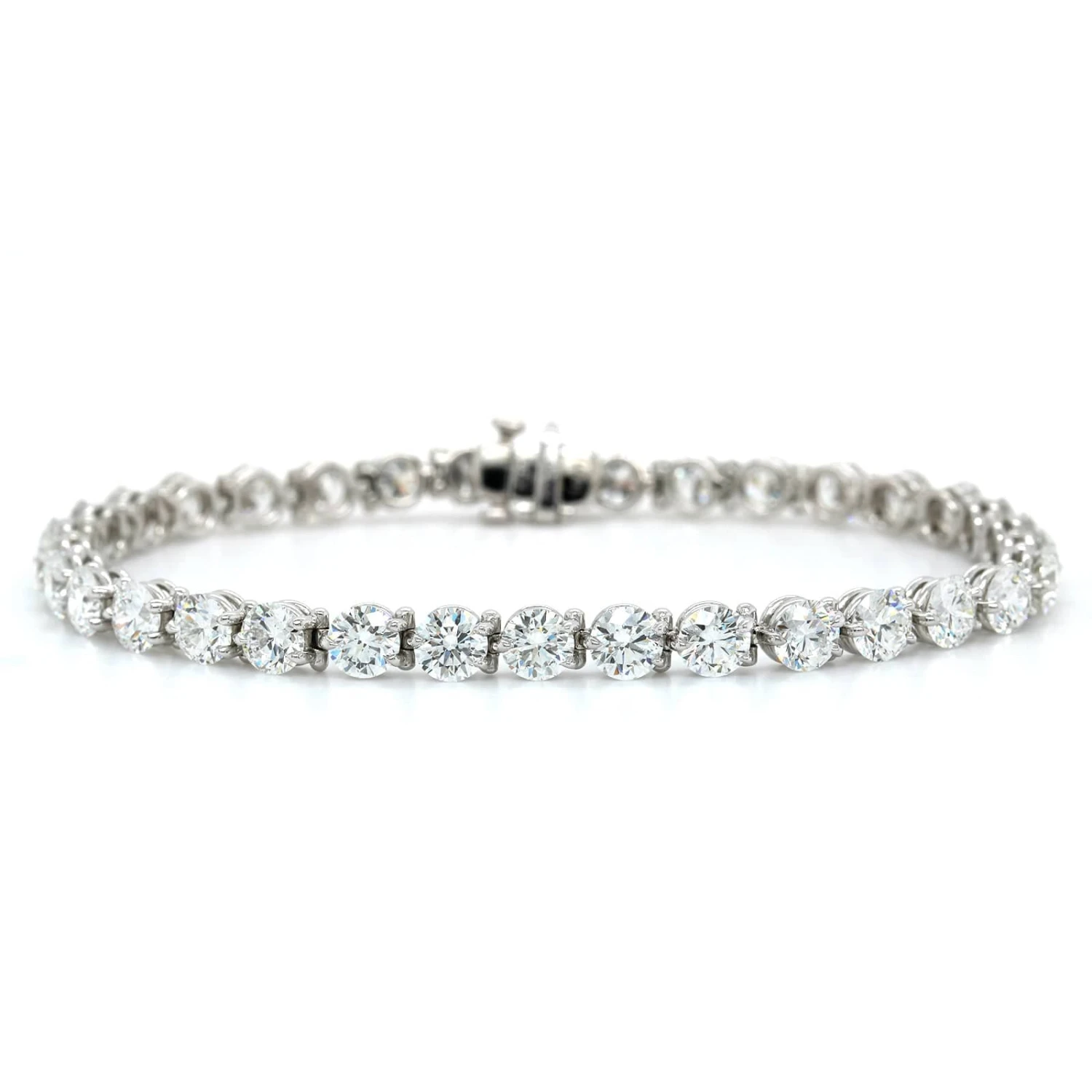 Platinum 4 Prong Diamond Tennis Bracelet - Image 4